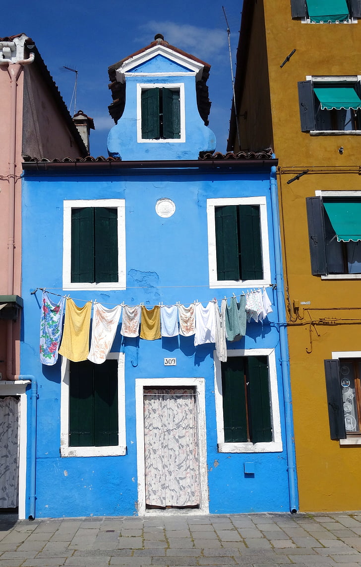 Venedig, Italien, Burano, hjem, facade, farverige, Venezia