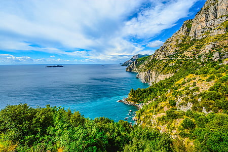 Італія, Берегова лінія, узбережжя, гори, море, небо, синій