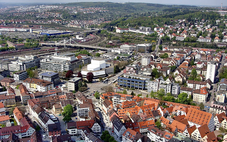 Ulm, Münster, Ulm kathedraal, Outlook, Treinstation, goederen station, Wilhelmsburg