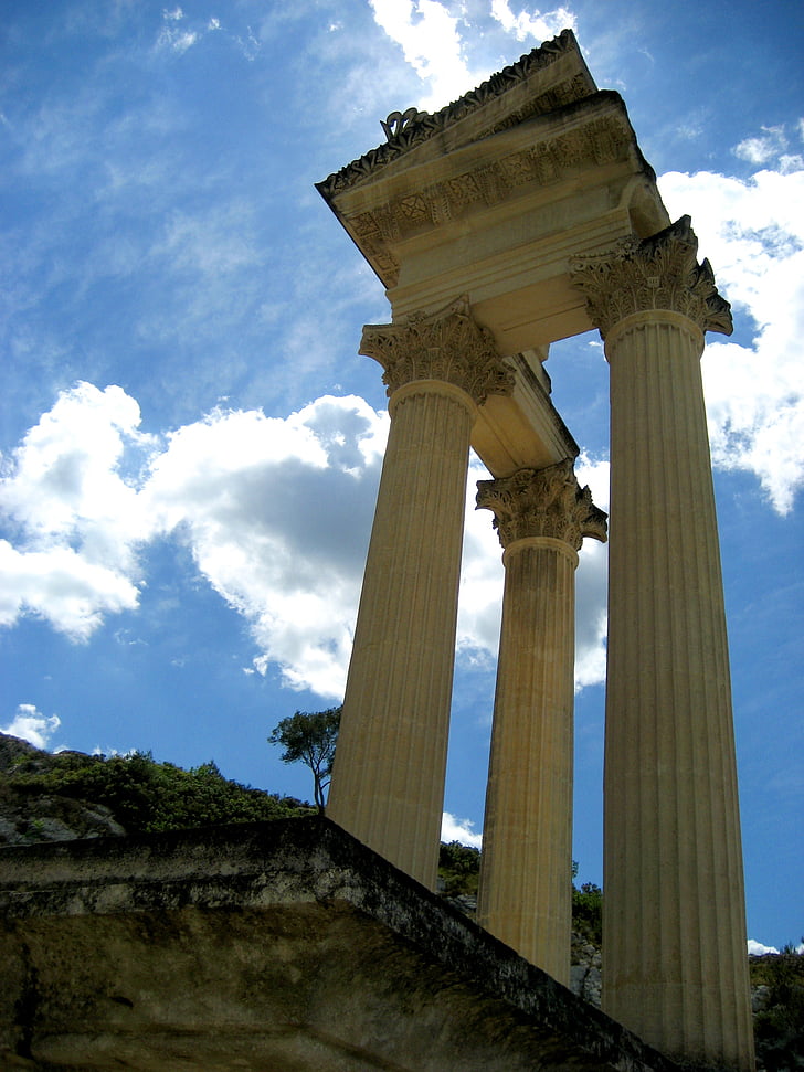 Glanum, kolonner, korintiske, romerske, Saint-rémy-de-provence, Provence, Frankrike