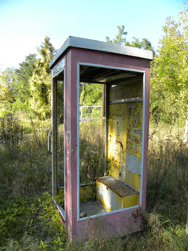 cabina telefònica, vell, deixar, natura, Frechen, Kerpen, mineria pou obert