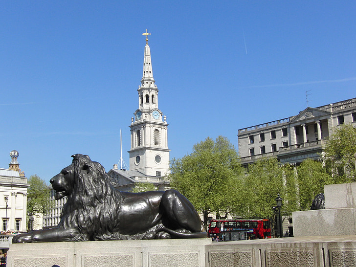 Trafalgar square, Londýn, Lev, Lev, král, království, Angličtina, Spojené království
