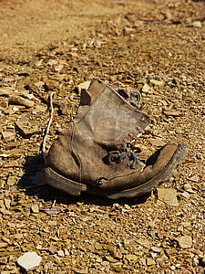 topánka, staré, opustené, cesta, symbol, metafora, používa