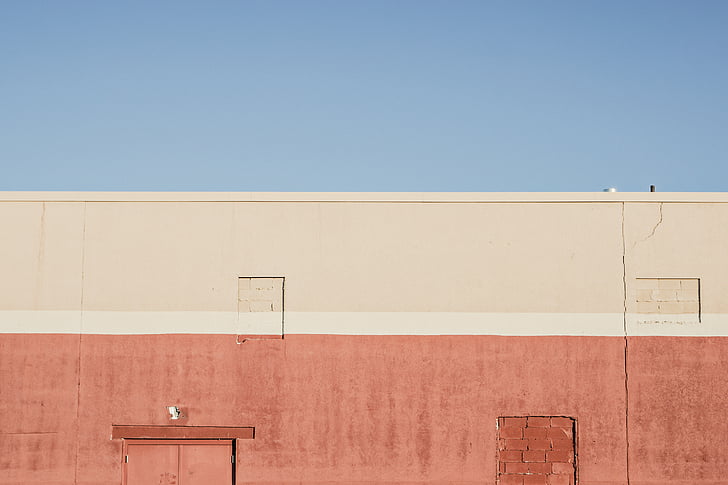 photo, beige, orange, mur, peinture, bâtiment, couleurs