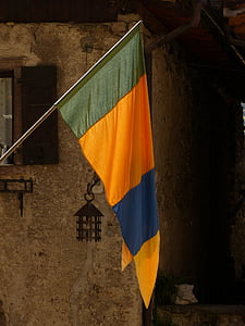 vlajka, zelená, oranžová, modrá, Puegnago del, Tenno