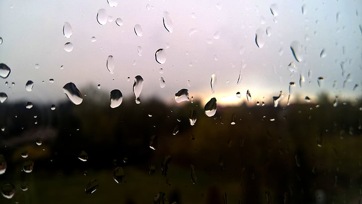 вікно, область, краплі, дощ, Скло, макрос, після грози
