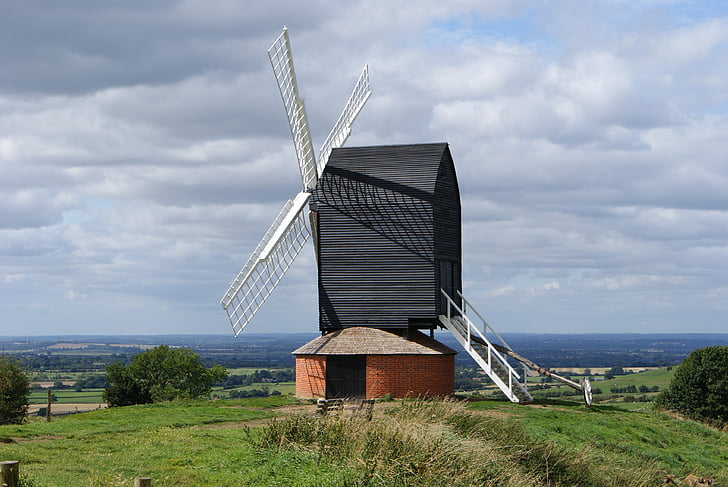 vindmølle, Buckinghamshire, tre, gamle, skyen, Storbritannia, tradisjonelle