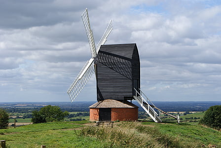 Mulino a vento, Buckinghamshire, in legno, vecchio, Nuvola, Regno Unito, tradizionale