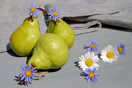 pears, fruit, fruits, ripe, healthy, delicious, green yellow