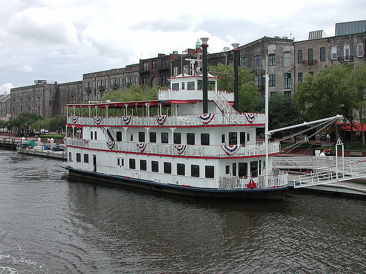 barca di fiume, barca, Savannah, Georgia, fiume, acqua, Viaggi