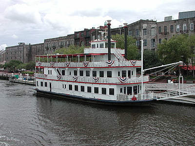 River boat, Łódź, Savannah, Gruzja, Rzeka, wody, podróży
