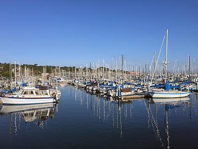 vista, Barche, Dock, pesce, acqua, Porto, barca a vela