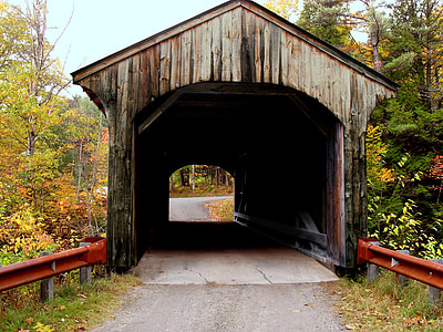 pont couvert, Vermont, traversant, campagne, nostalgie, structure, Rustic