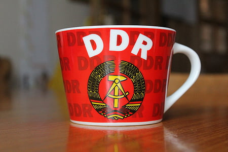 Cup, porslin, DDR, färgglada, Henkel, kaffe, stilla liv