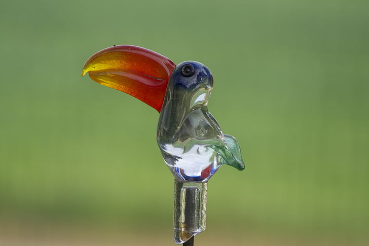 glass bird, bird, glass, garden statue, gartendeko, stained glass, equipment