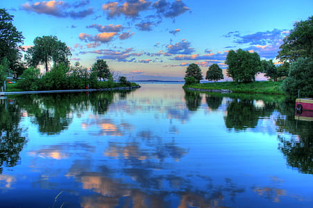 lake, landscape, sunset, reflection, twilight, dusk, evening