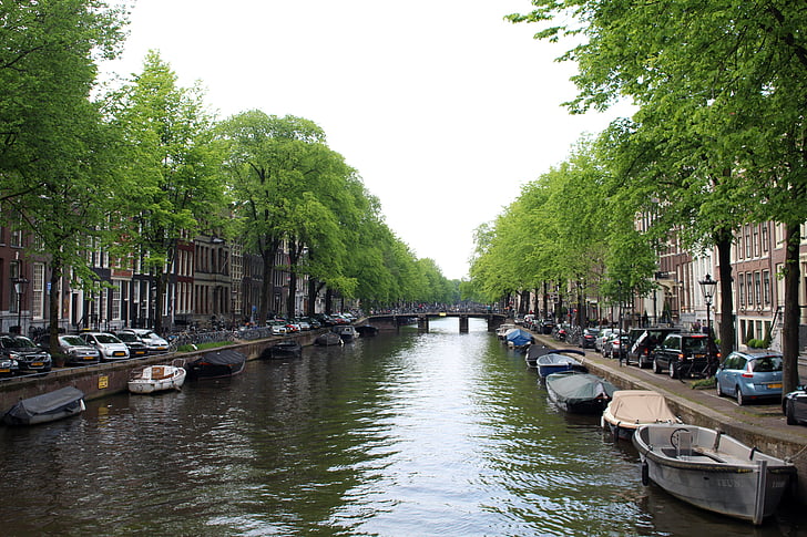 Amszterdam, csatorna, Hollandia, csatorna, Hollandia, víz, város