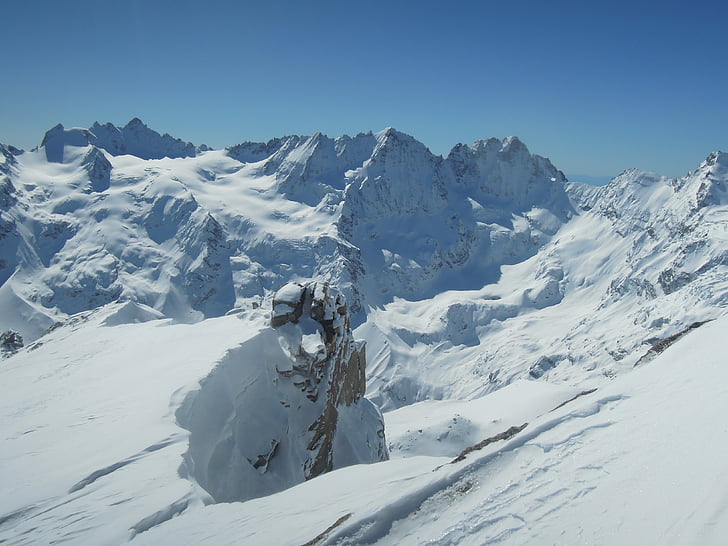 Gran paradiso, montanhas, esqui alpinismo, Alpes, neve, montanha, Inverno
