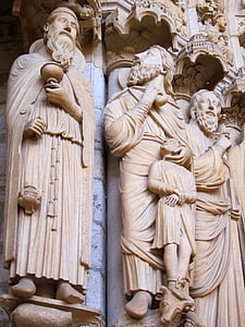 Katedral Chartres, transept Utara, Portal, patung, abad pertengahan, Katedral, Chartres