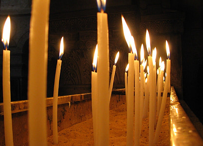 candles, church, burning, religion, light, flame, fire