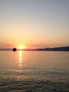 Женевське озеро, Швейцарія, Захід сонця, горизонт, Природа, море, літо