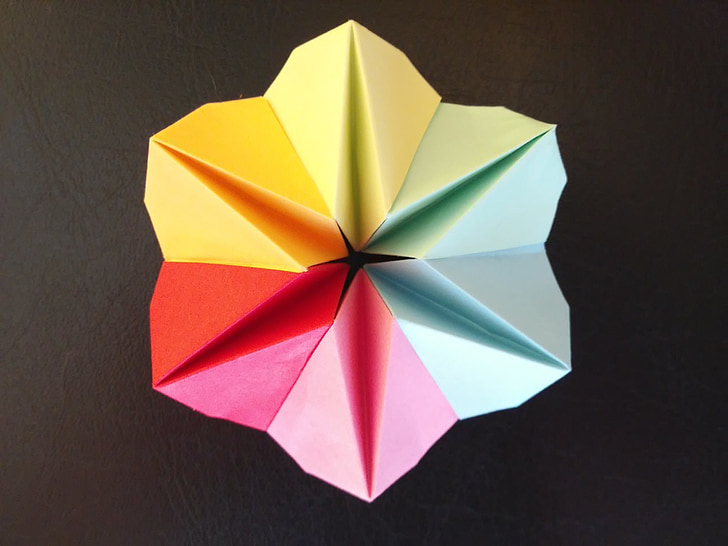 λουλούδι χαρτί, origami, πολύχρωμο, Διπλώστε, διπλωμένο, αστέρι, έξι