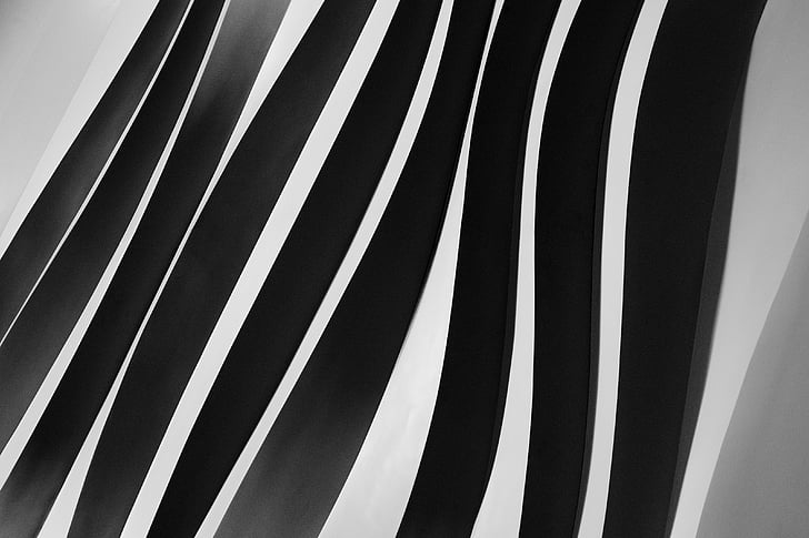Stripes, noir, blanc, lignes, courbes, architecture, art
