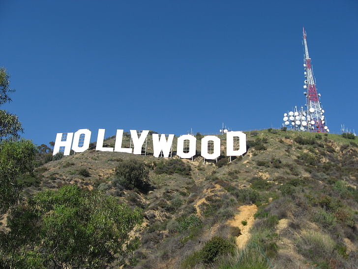 znaku Hollywood, na zboczu, słynny, ikona, punkt orientacyjny, Hills, historyczne