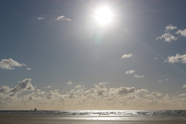 matahari terbenam, Pantai, laut, awan, refleksi, matahari terbenam, laut