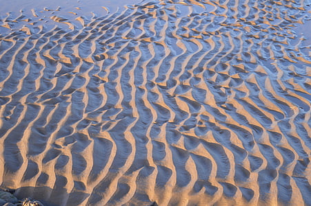 pijesak, mreškanje, plima, val, teksturom, krajolik, priroda