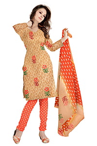indiske klær, mote, silke, kjole, kvinne, modell, klær