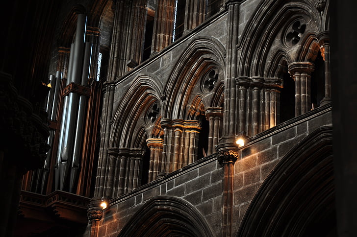 kveld, Glasgow cathedral, kirke, arkitektur, gotisk, monument, katedralen