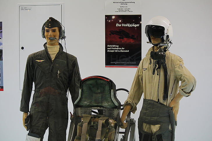 pilotes, Musée, exposition, mannequins, pilote doit, pilotes de combat