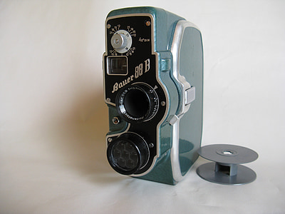 gamle kamera, filmkamera, linsen, 1954, begrense, normal 8, minne