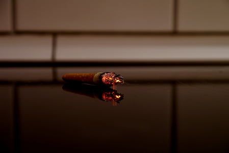 香烟, 余烬, 吸烟, 黑色, 白色, 筛选器, 反映