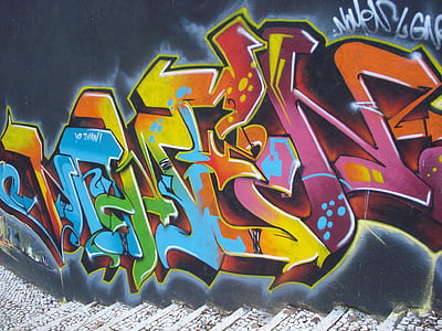 Graffiti, calle, arte, urbana, escaleras, ciudad, colores