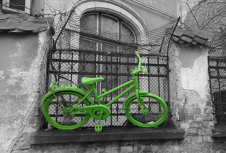 Vintage rower, rower, stary, retro, ściana, transportu, Ulica