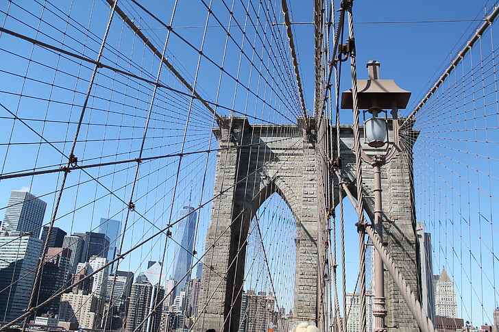 NYC, Ponte di Brooklyn, New york, città, Skyline, Manhattan, grattacielo