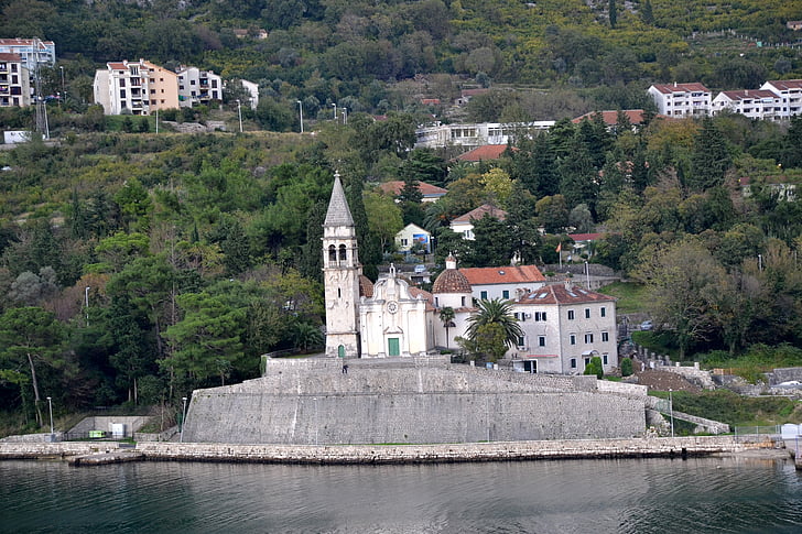 Montenegro, ön, holme, kyrkan, kloster
