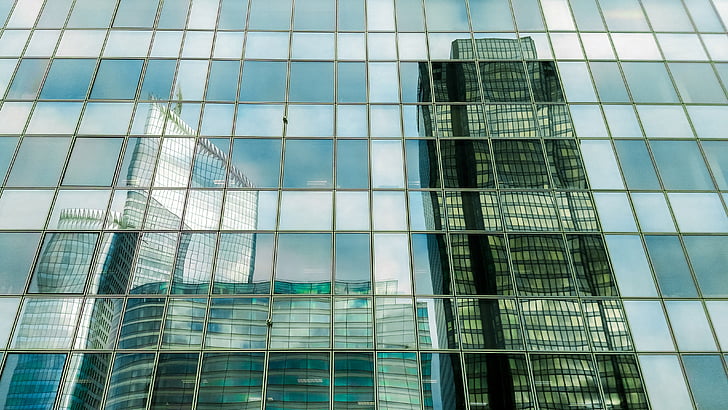 building, glass, reflexion, architecture, paris, defense