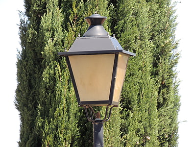 lampe de rue, arrière-plan, lumière, arbre, contraste, lanterne