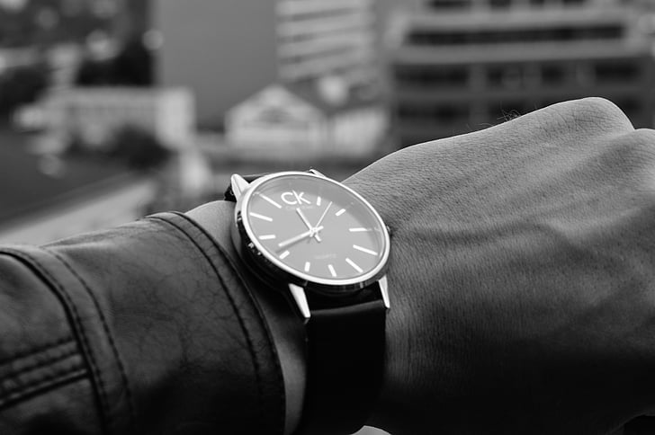 calvin klein, hand, watch, wristwatch, time, clock, focus on foreground
