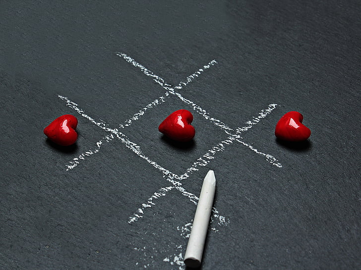 tic tac toe, love, heart, play, ankreuzen, strategy game, two people