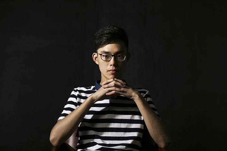 character, portrait, man, young people, male, glasses, serious