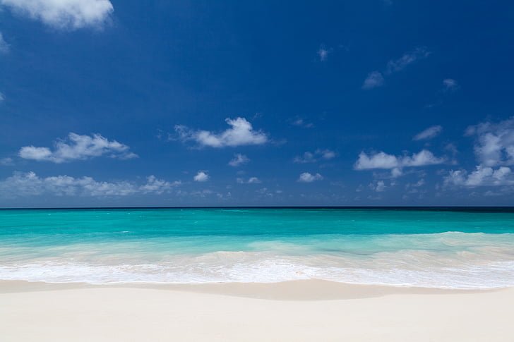 fons, pludmale, zila, skaidrs, mākonis, krasta līnija, horizontāls