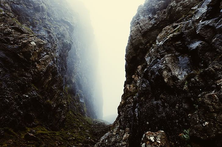 gồ ghề, vách đá, sương mù, đá, sương mù, đường dẫn, Rock - đối tượng