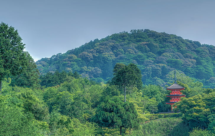 kyoto, japan, mountains, landscape, kiyomizu temple, asia, japanese