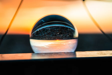 стъклена топка, Зарево, Отразявайки, abendstimmung, залез, небе, отражение