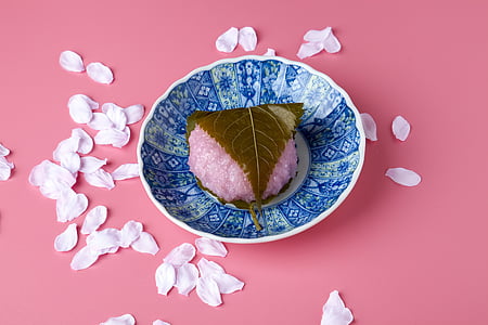sakuramochi, 日本式的甜点, 粉色, 樱桃树年糕, 套房, 糖果, 甜