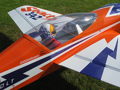 model airplane, colors, grass, summer, airfield, wings